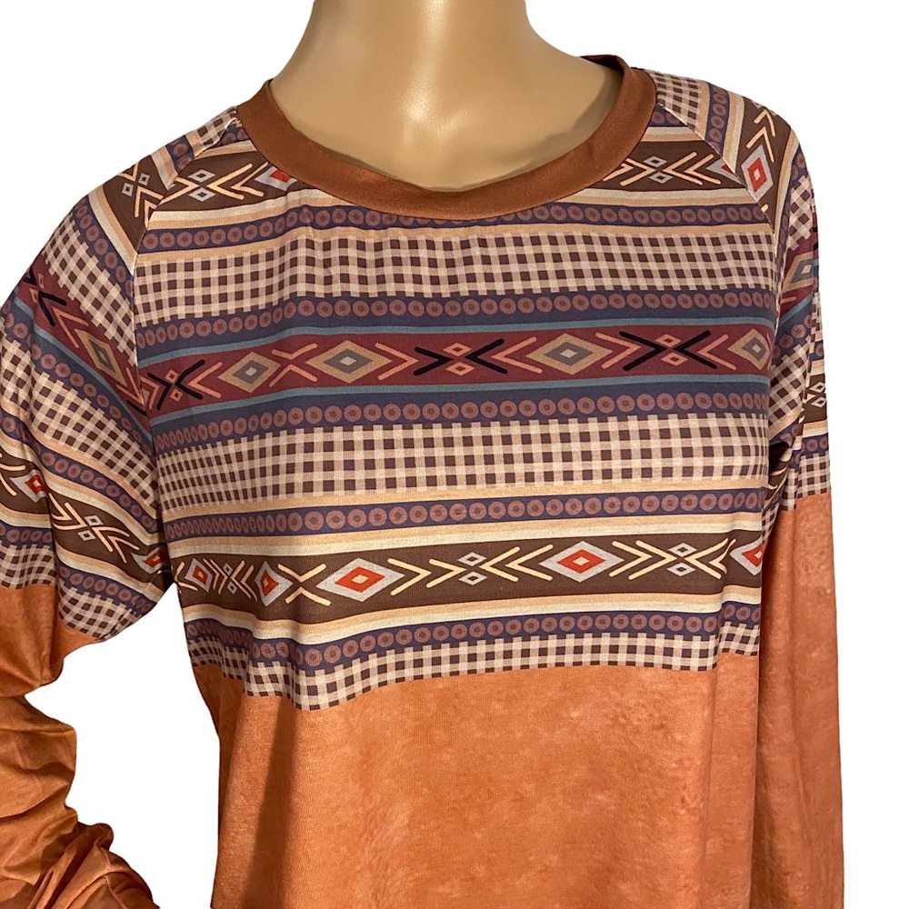 🆕 EXCLUSIVE  | SOUTHWESTERN CHECKERED SWEATSHIRT TOP  SZ L - Picture 7 of 15